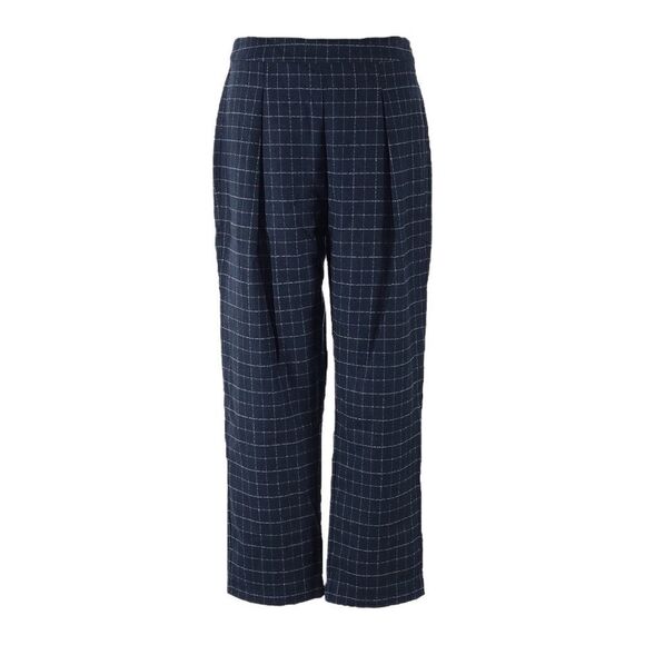 The Korner Anthropologie Tailored Dress Pants NWT Navy Grid Plaid Print Ankle 4 - Picture 2 of 11